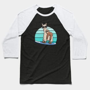 Sloth on Llama Stand Up Paddle SUP Baseball T-Shirt